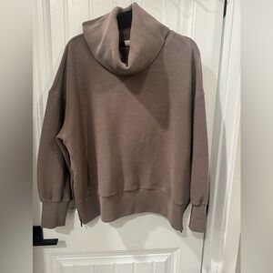 Varley Taupe Cowl Neck Sweater